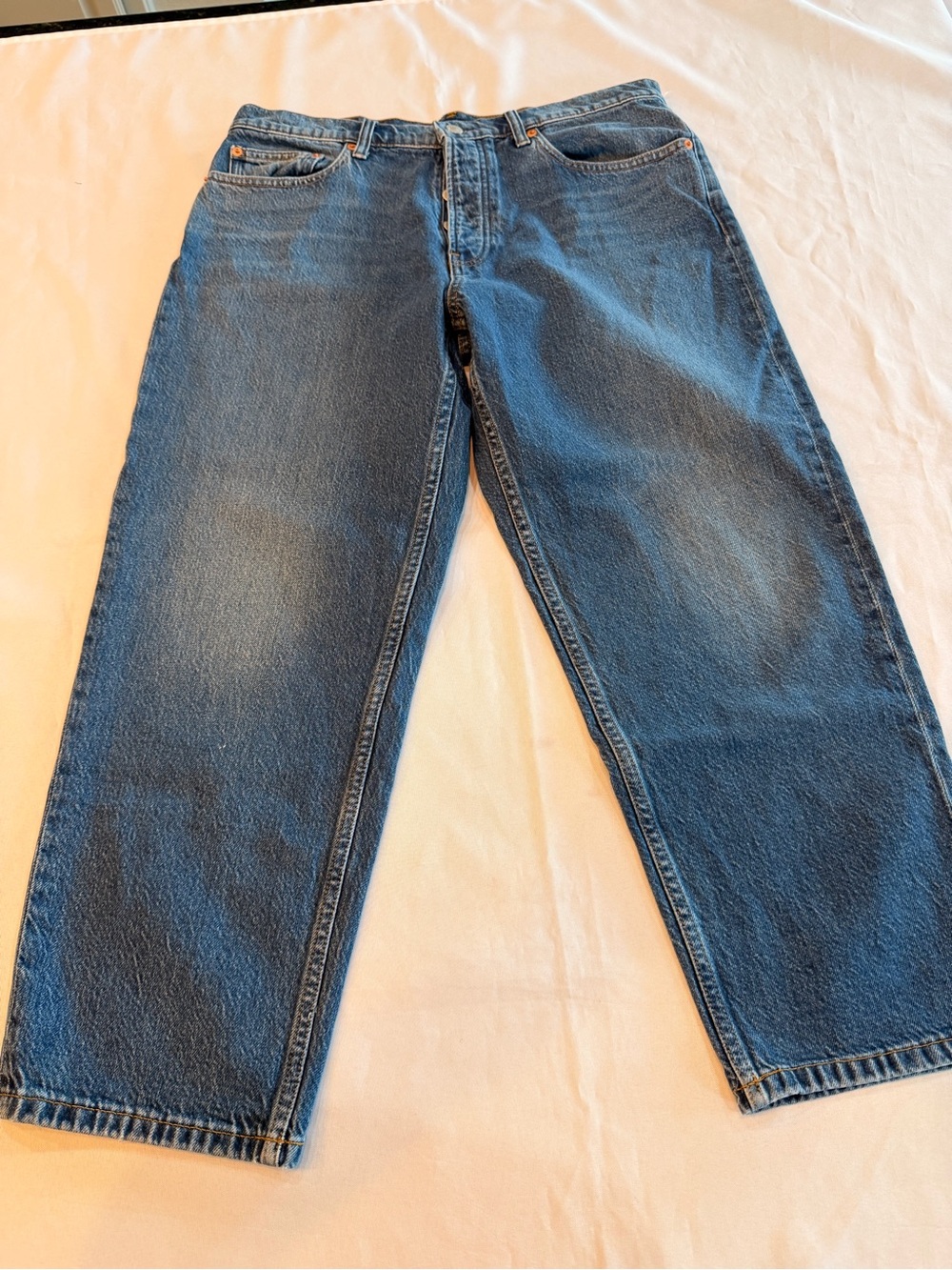 Lucky Brand Crop Button Fly Relaxed Tapered Fit Jeans Size 10/30